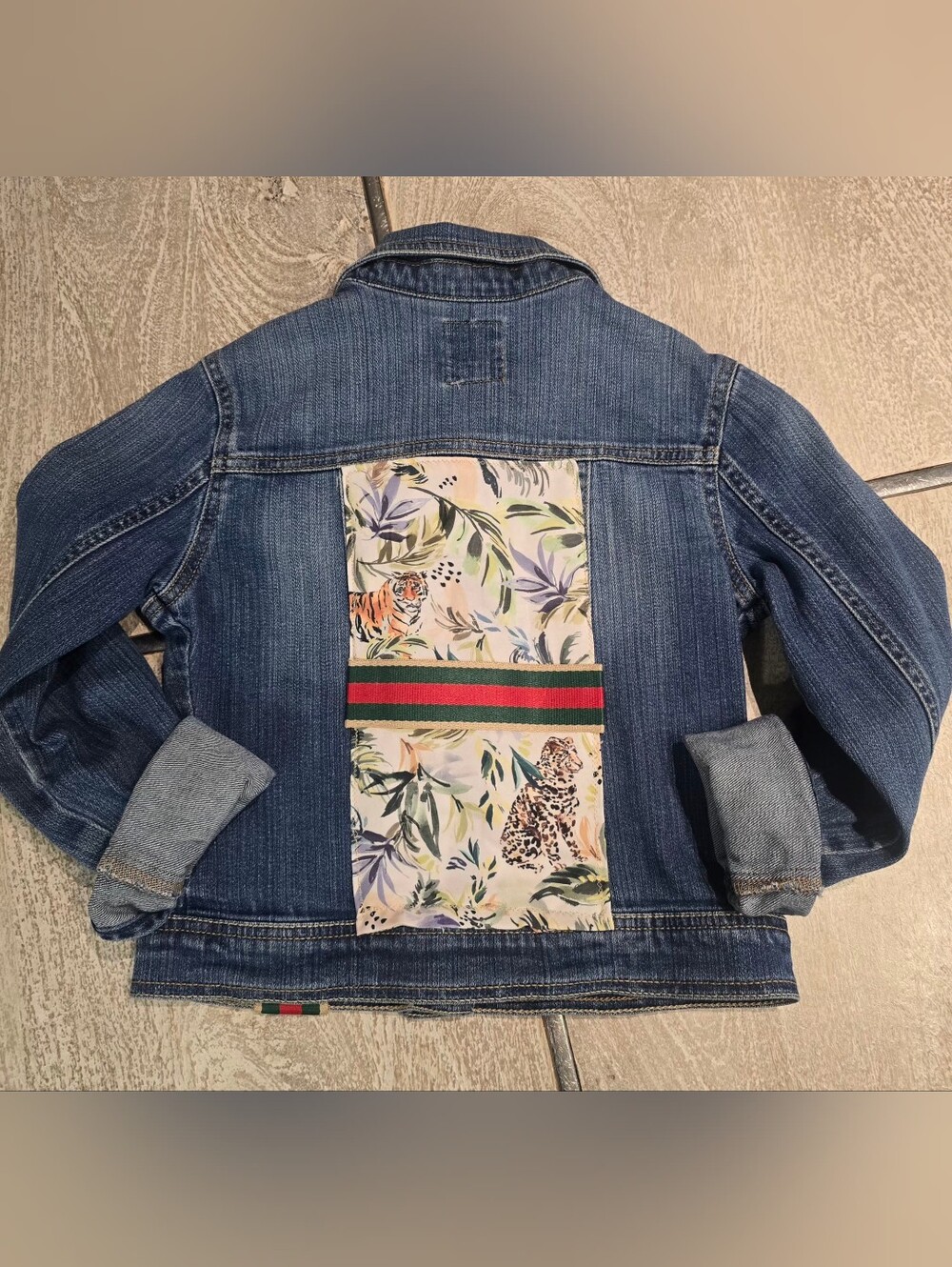 Upcycled Designer Insipered Jean Jacket - Picture 11 of 12
